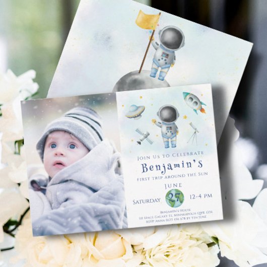 Invitation Anniversaire de l'espace Astronaut Boot roquette s