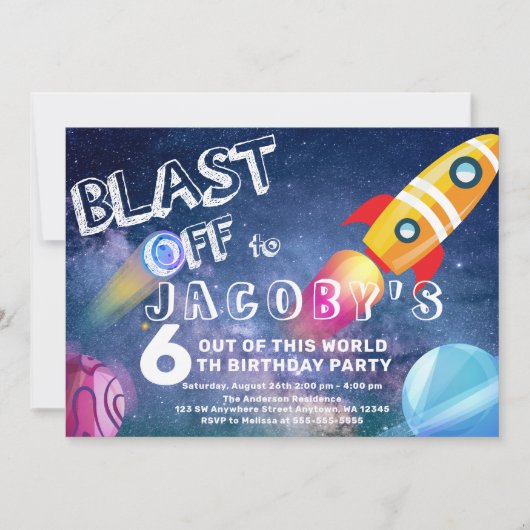 Invitation Anniversaire de l'espace Partie spatiale (Devant)