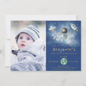 Invitation Anniversaire de l'espace Un astronaute (Devant)