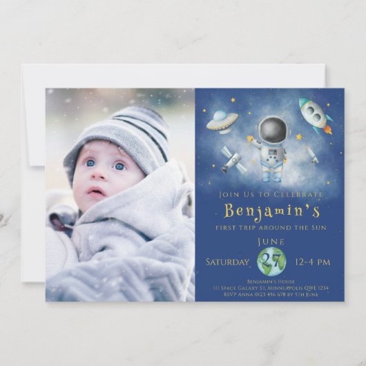 Invitation Anniversaire de l'espace Un astronaute (Devant)