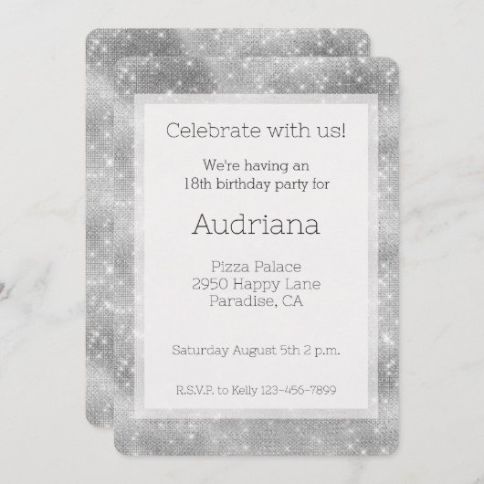 Invitation Anniversaire de l'étincelle argentée de Bourgogne (Devant / Derrière)