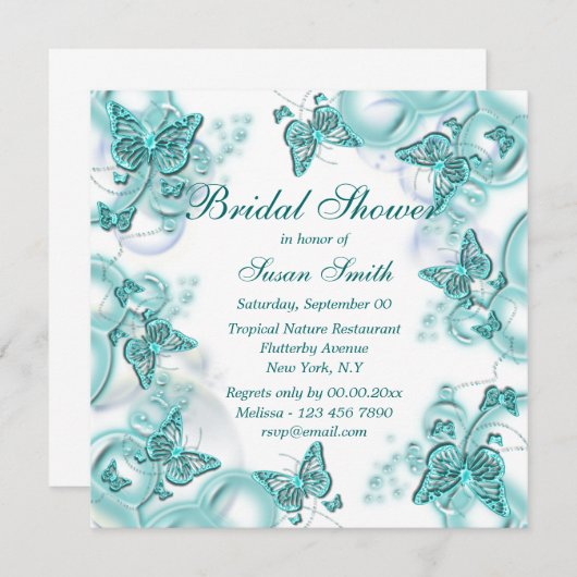 Invitation Anniversaire de l'fiançailles blanc bleu (Devant / Derrière)