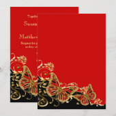 Invitation Anniversaire de l'fiançailles de l'or noir rouge (Devant / Derrière)