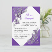 Invitation Anniversaire de l'fiançailles des papillons pourpr (Debout devant)