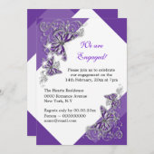 Invitation Anniversaire de l'fiançailles des papillons pourpr (Devant / Derrière)