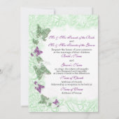 Invitation Anniversaire de l'fiançailles des violets verts (Dos)