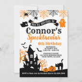 Invitation Anniversaire de l'Halloween orange et noir (Devant)