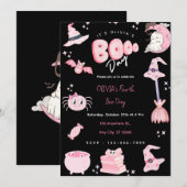Invitation Anniversaire de l'Halloween rose mou Boo Day (Devant / Derrière)