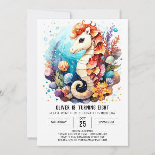 Invitation Anniversaire de l'hippocampe Whimsical
