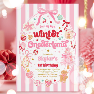 Invitation Anniversaire de l'hiver Onederland Coquette Bow No
