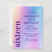 Invitation Anniversaire de l'holographie rose violet (Devant)