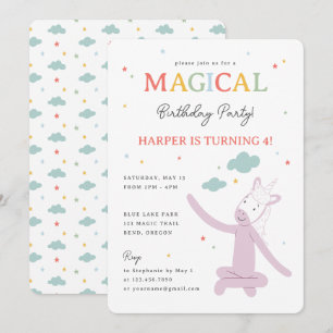 Invitation Anniversaire de Licorne Arc-en-Ciel Magique Slumbe