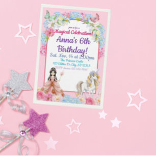 Invitation Anniversaire de Licorne de Princesse Asiatique Mag