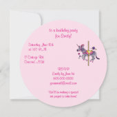 Invitation Anniversaire de licorne de zèbre (Dos)