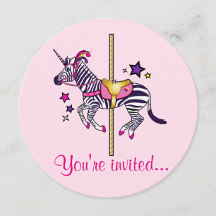 Invitation Anniversaire de licorne de zèbre