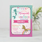 Invitation Anniversaire de licorne et de fille d'invitations (Debout devant)