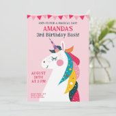 Invitation Anniversaire de licorne magique (Debout devant)