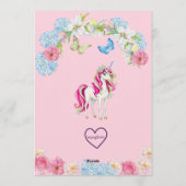 Invitation Anniversaire de Licorne Princesse Noire Magique (Dos)