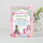 Invitation Anniversaire de Licorne Princesse Noire Magique (Debout devant)