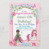 Invitation Anniversaire de Licorne Princesse Noire Magique (Devant)