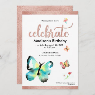 Invitation Anniversaire de l'imitation de rosegold