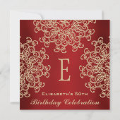 INVITATION ANNIVERSAIRE DE L'INDIEN ROUGE ET OR INSPIRÉ (Dos)