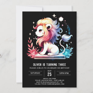 Invitation Anniversaire de Lion Whimsical Adorable