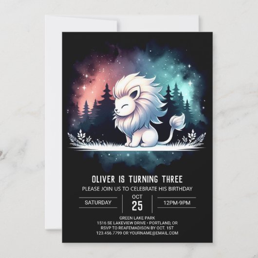 Invitation Anniversaire de Lion Whimsy (Devant)