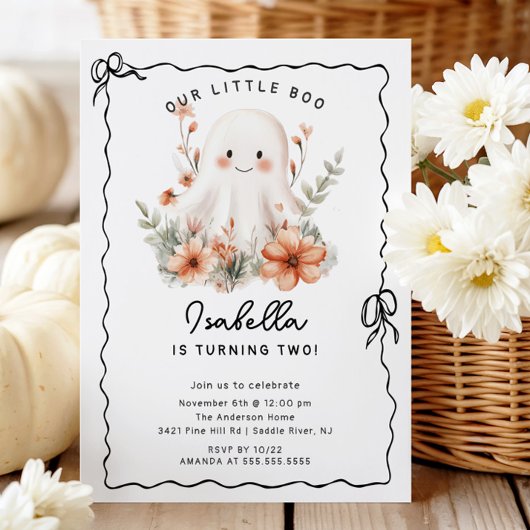 Invitation Anniversaire de Little Boo Ghost