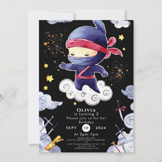Invitation Anniversaire de Little Custom Ninja (Devant)