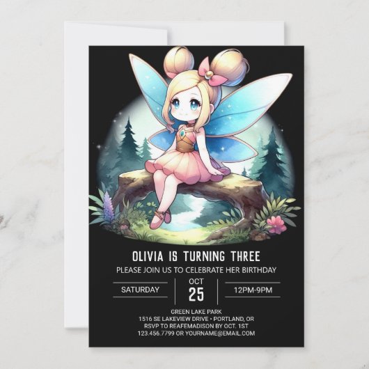 Invitation Anniversaire de Little Cute Fairy (Devant)