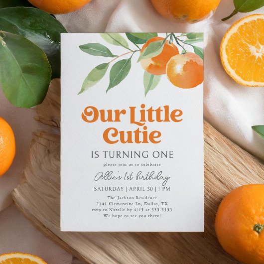 Invitation Anniversaire de Little Cutie Orange Citrus