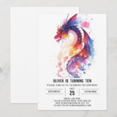 Invitation Anniversaire de Little Dragon Imaginaire (Devant / Derrière)