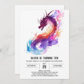 Invitation Anniversaire de Little Dragon Imaginaire (Devant / Derrière)