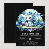 Invitation Anniversaire de Little Enchanted Dragon (Devant / Derrière)