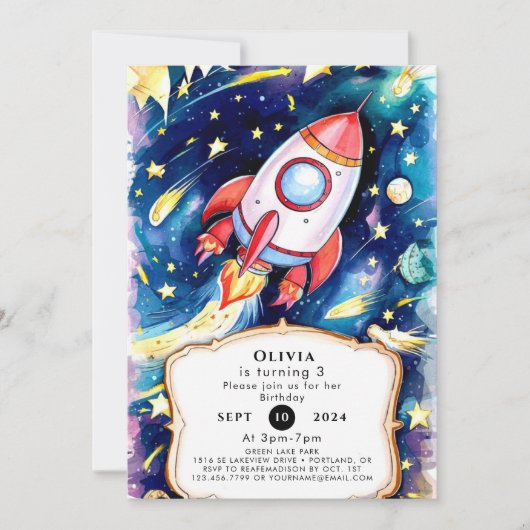 Invitation Anniversaire de Little Enchanted Rocket (Devant)