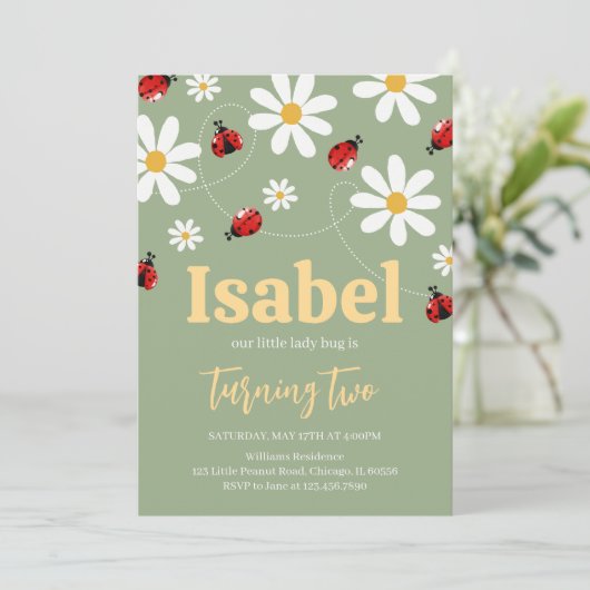 Invitation Anniversaire de Little Ladybug (Debout devant)