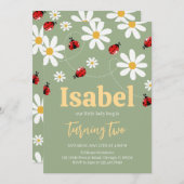 Invitation Anniversaire de Little Ladybug (Devant / Derrière)