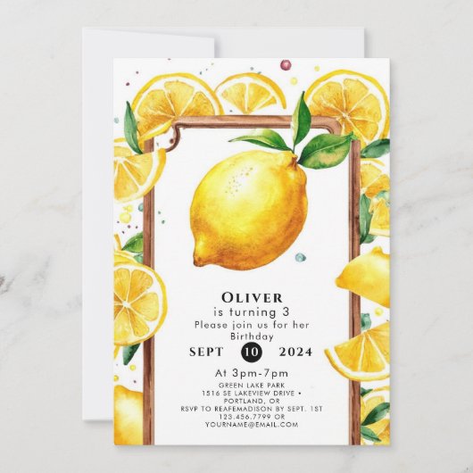 Invitation Anniversaire de Little Lemon (Devant)