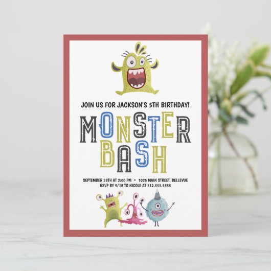Invitation Anniversaire de Little Monster Bash (Debout devant)