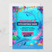 Invitation Anniversaire de l'océan, fête des dauphins de mer (Devant)