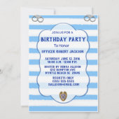Invitation Anniversaire de l'officier de police bleu et or (Dos)