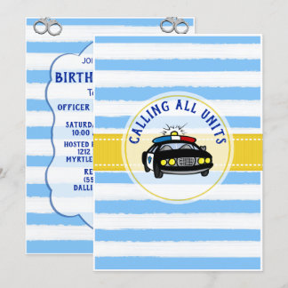 Invitation Anniversaire de l'officier de police bleu et or