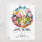 Invitation Anniversaire de Lollipop modifiable arc-en-ciel (Devant)