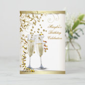 Invitation Anniversaire de l'or et de la crème d'ivoire (Debout devant)
