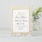 Invitation Anniversaire de l'or et du blanc de 1er Mariage (Debout devant)