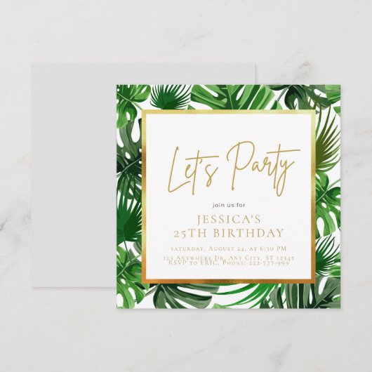 Invitation Anniversaire de l'or et du vert  (Devant / Derrière)