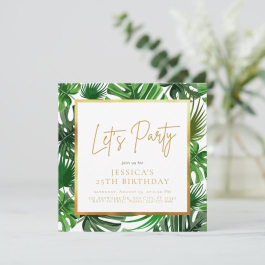 Invitation Anniversaire de l'or et du vert  (Debout devant)