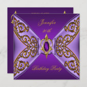 Invitation Anniversaire de l'or pourpre sur le joyau pourpre (Devant / Derrière)