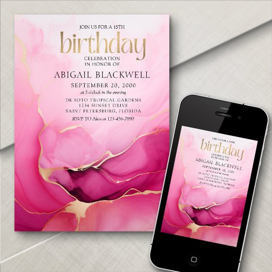 Invitation Anniversaire de l'or rose